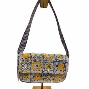 Handmade in India beaded capri lemon motif shoulder bag